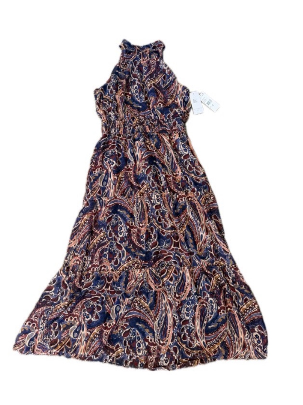 julia jordan Navy and Rust Paisley Halter Maxi Dress